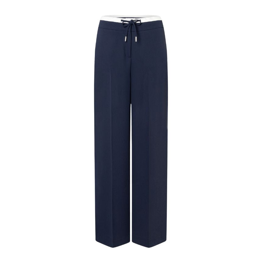 More & More Wide Leg Drawstring Navy Trousers