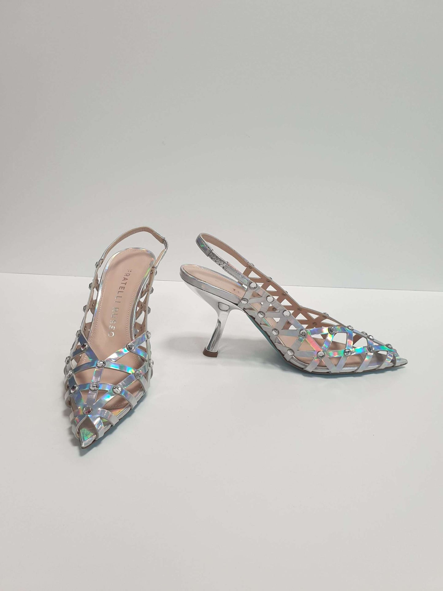 Oxitaly Charlie S2402 Silver Cross Slingback