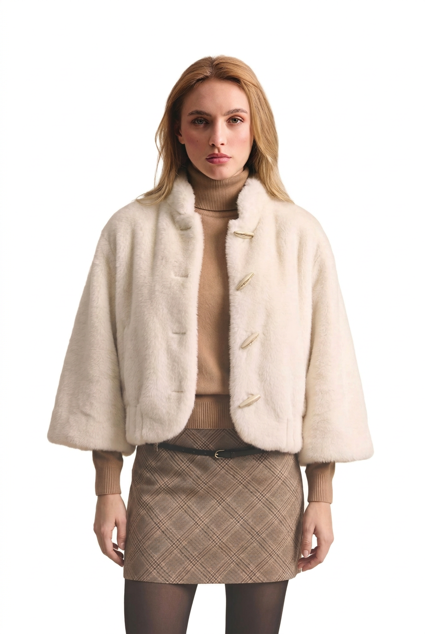 Leo & Ugo Solveig Faux Fur Coat in Ecru