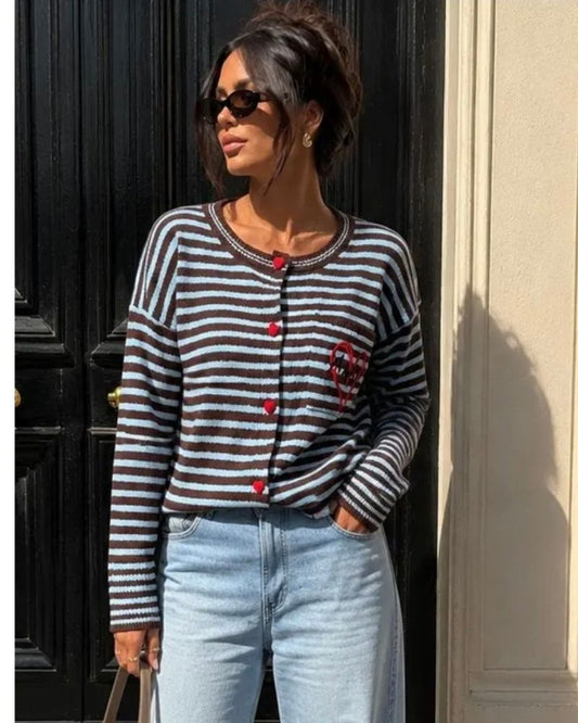 Esme Striped Knit Cardigan