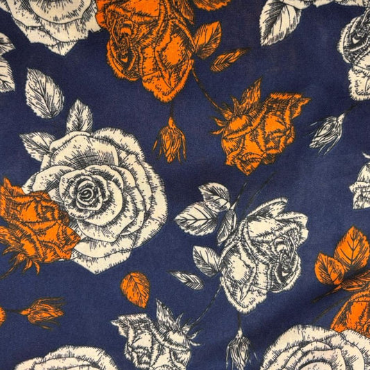 Ines Rose Neck Scarf in Navy