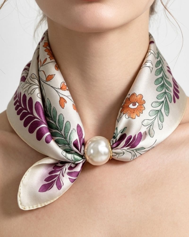 Sophie Magnetic Pearl Scarf – White