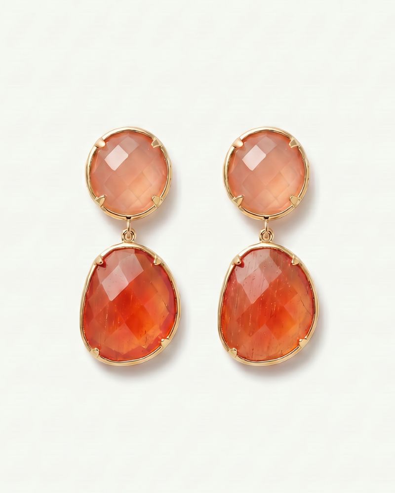 Elie Double Stone Drop Earrings in Orange