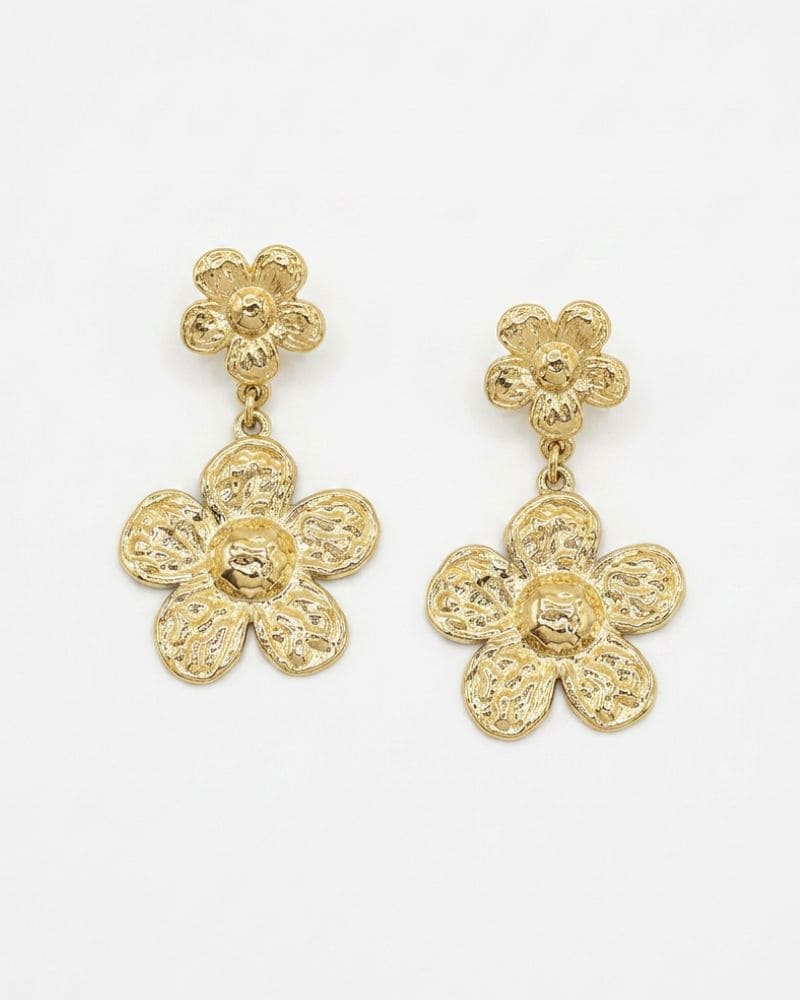 Stella Double Flower Drop Earrings