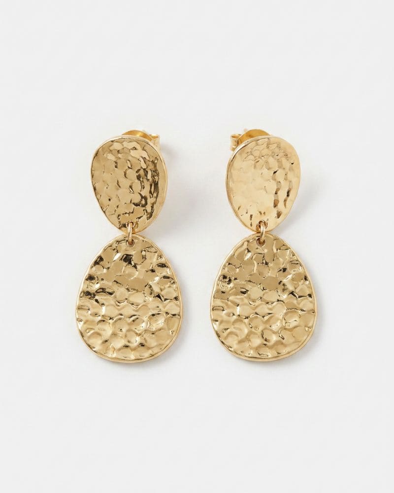 Dora Hammered Double Drop Earrings