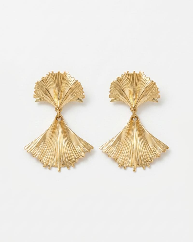 Rita Ginkgo Leaf Double Drop Earrings