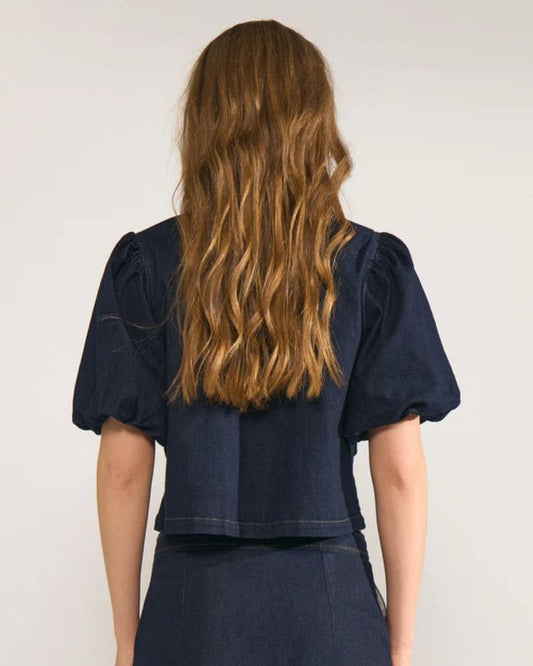 Numph NUALETTA SS Shirt - Dark Blue Denim