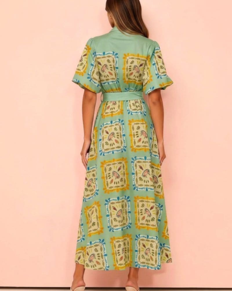Reina Short Sleeve Belted Dress