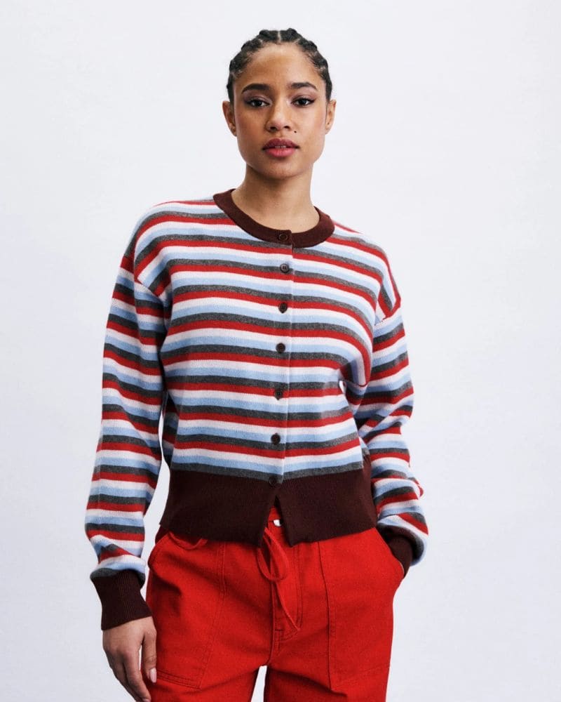 SHIBUYA Red Cardigan Scarf Set