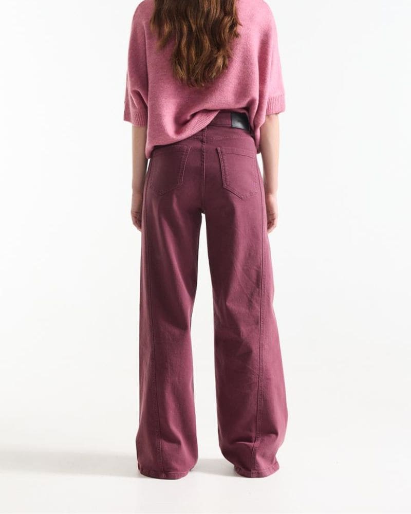 Jones Wine-Red Wide-Leg Jeans