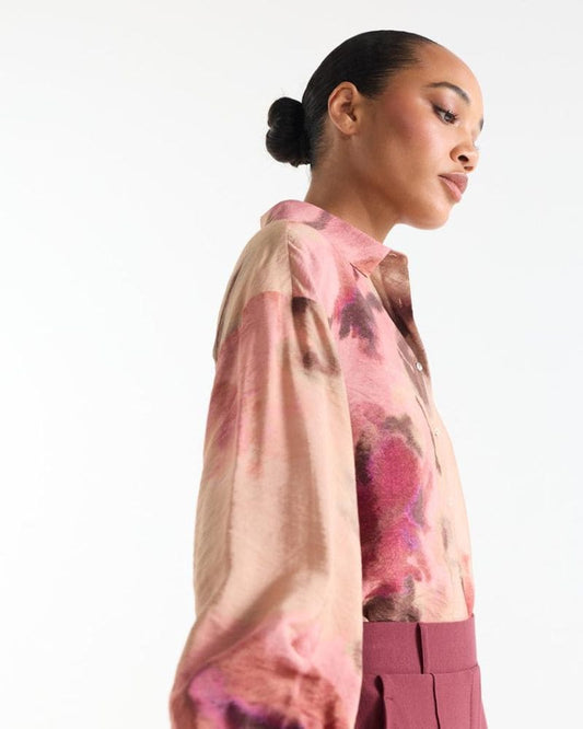 Juna Pink Watercolour Print Blouse