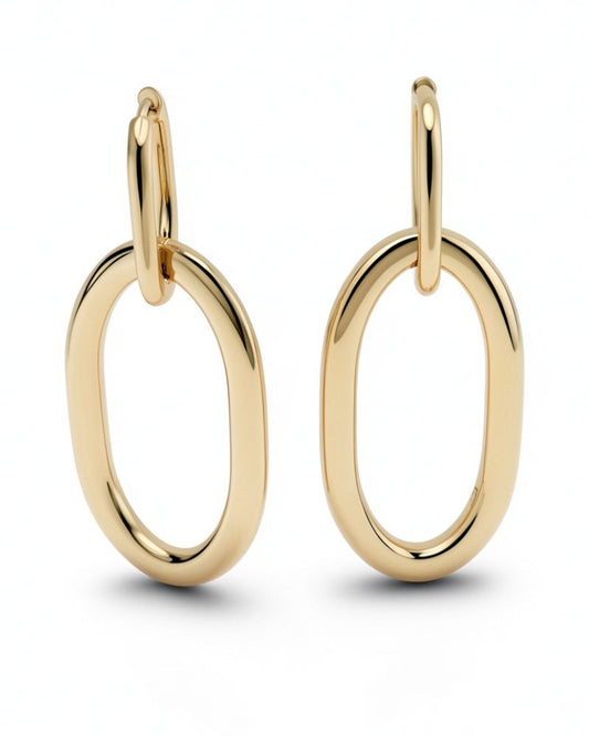 Zara Gold Oval Statement Earring