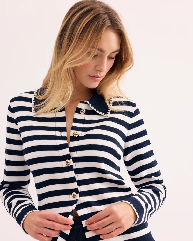 Leo & Ugo Navy stripe knit AE132
