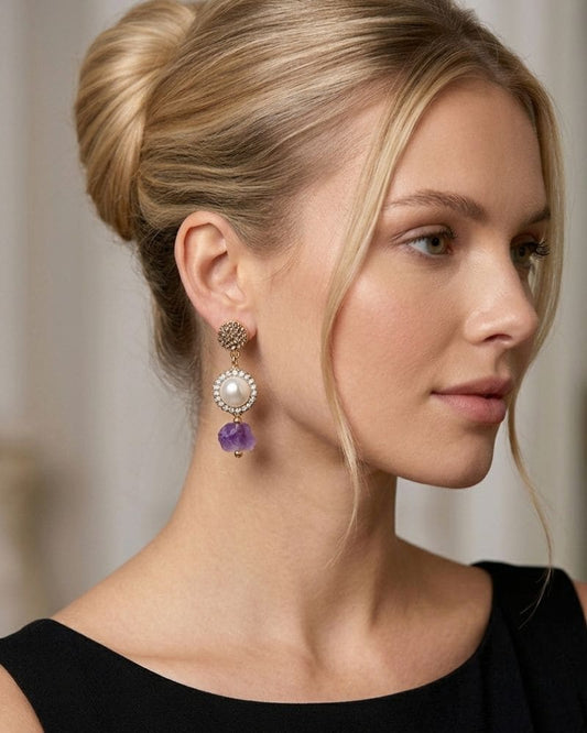 Elara Pearl Cluster Drop Earring