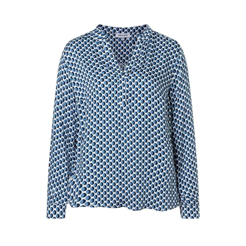 More & More Printed Threetone Blue Blouse