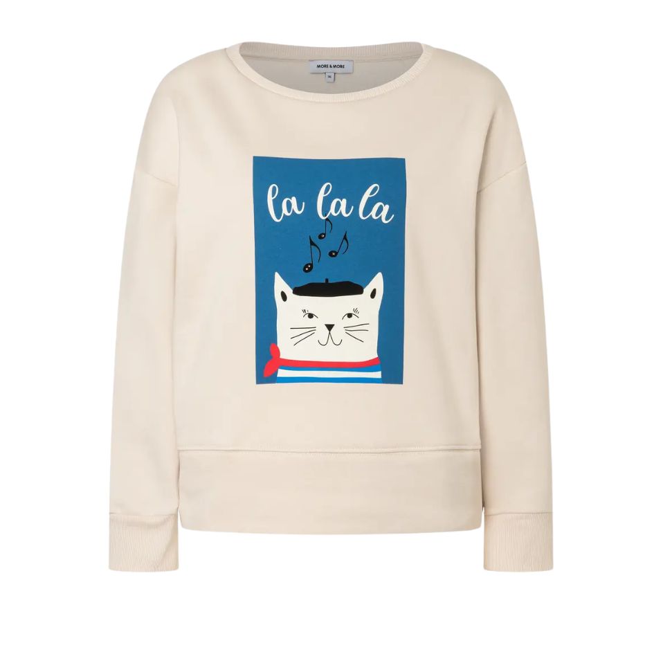 More & More Sweatshirt with Cat Print