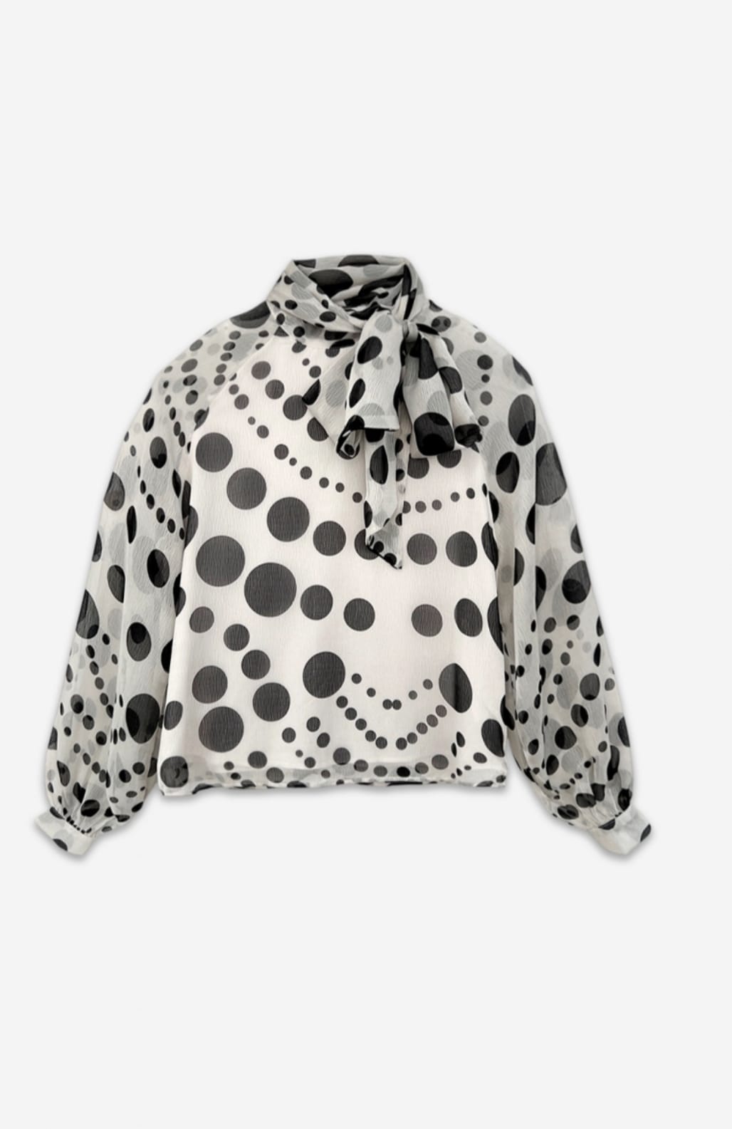 Lola Sheer Polka Dot Blouse - White