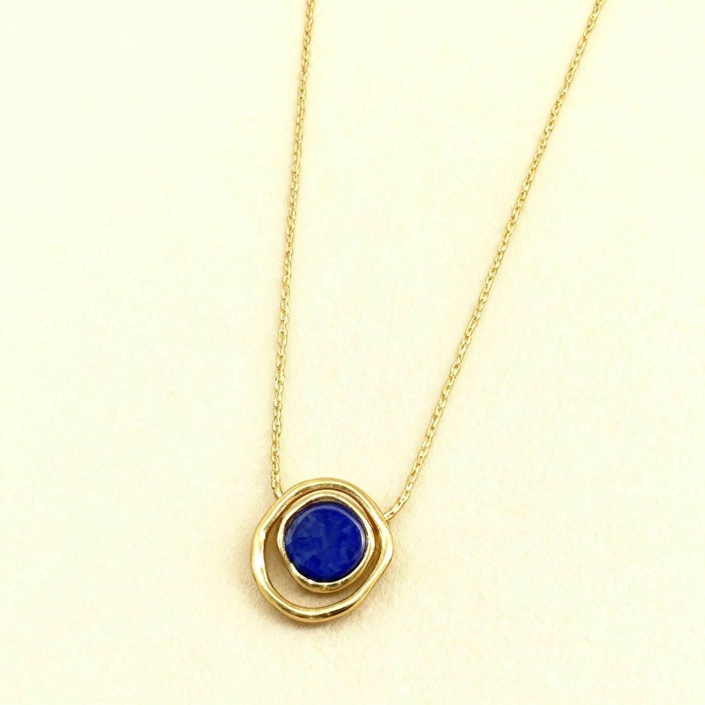 Blue Stone Gold Pendant Necklace