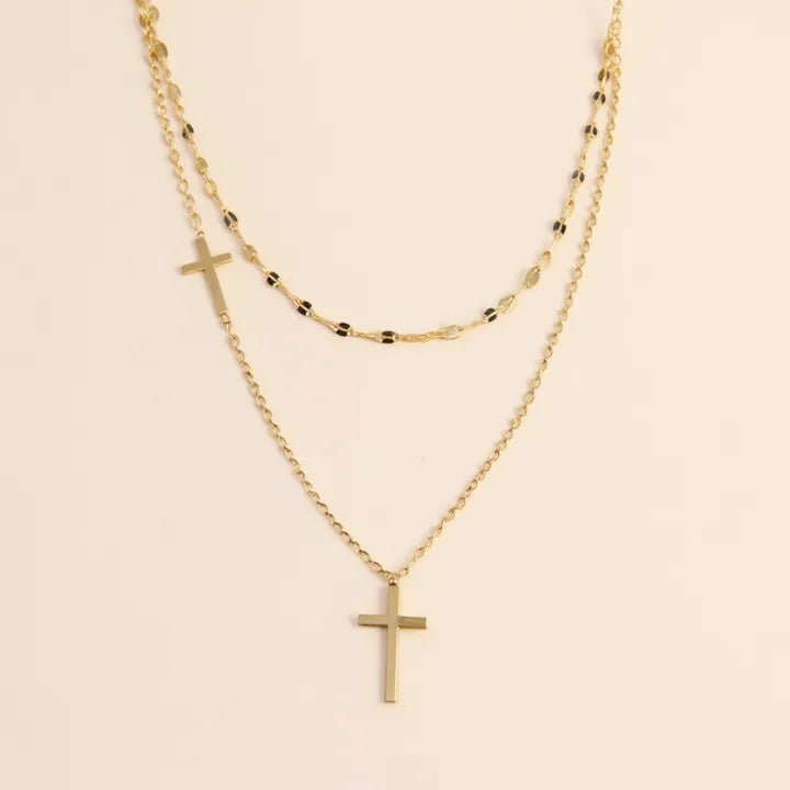 Double Layer Cross Necklace