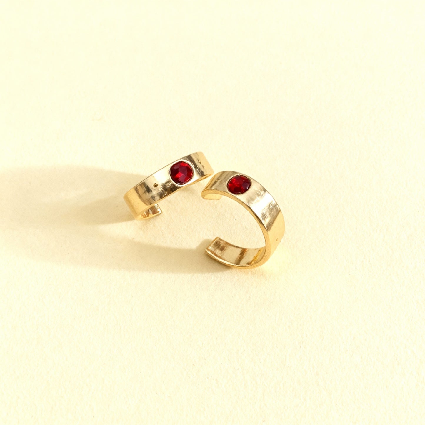 Red Gemstone Gold Hoop Earrings