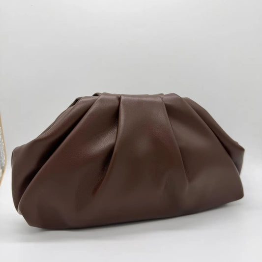 April Gathered Clutch - Brown