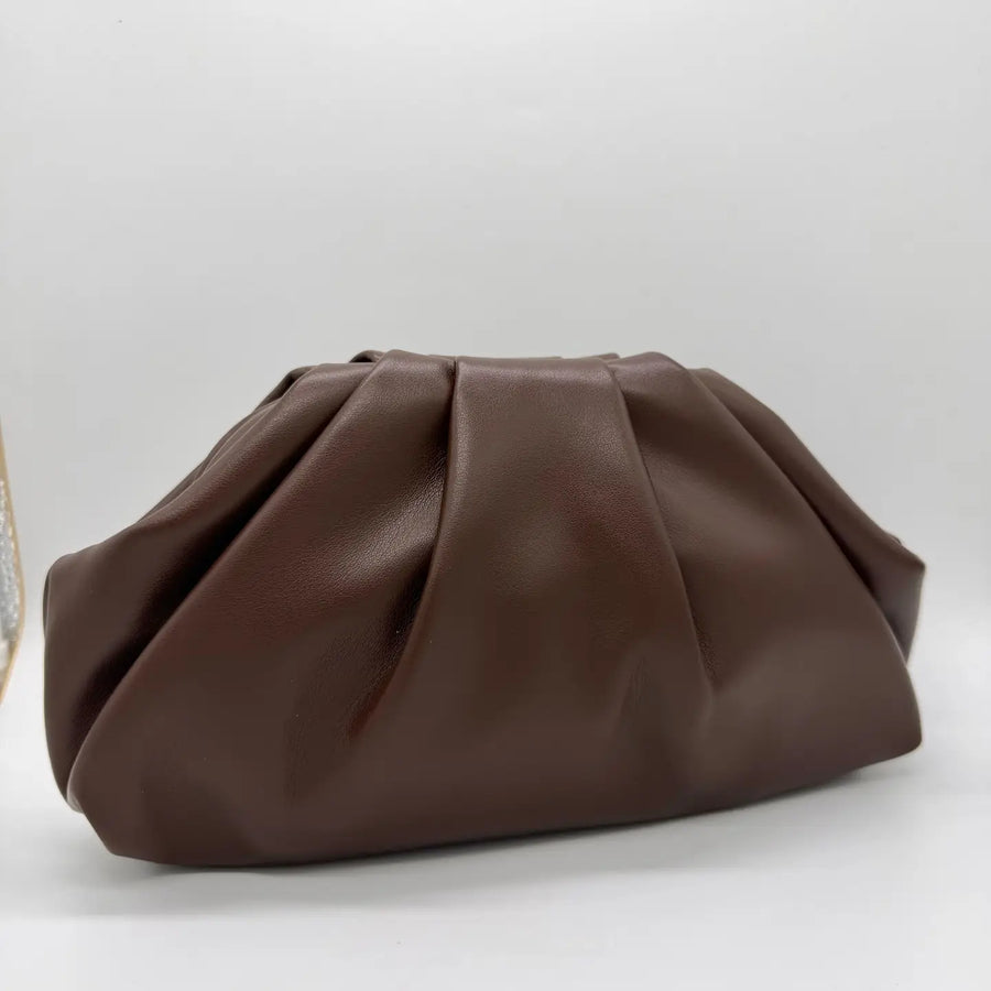 April Gathered Clutch - Brown
