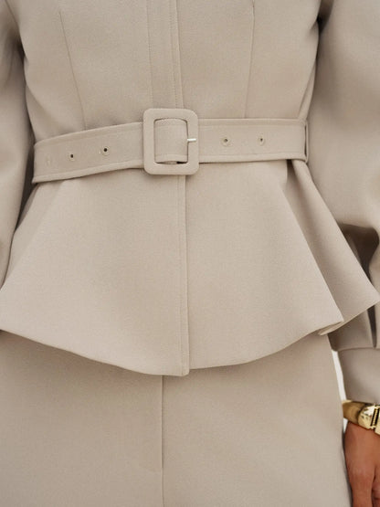 Paloma Tailored Peplum Jacket - Beige