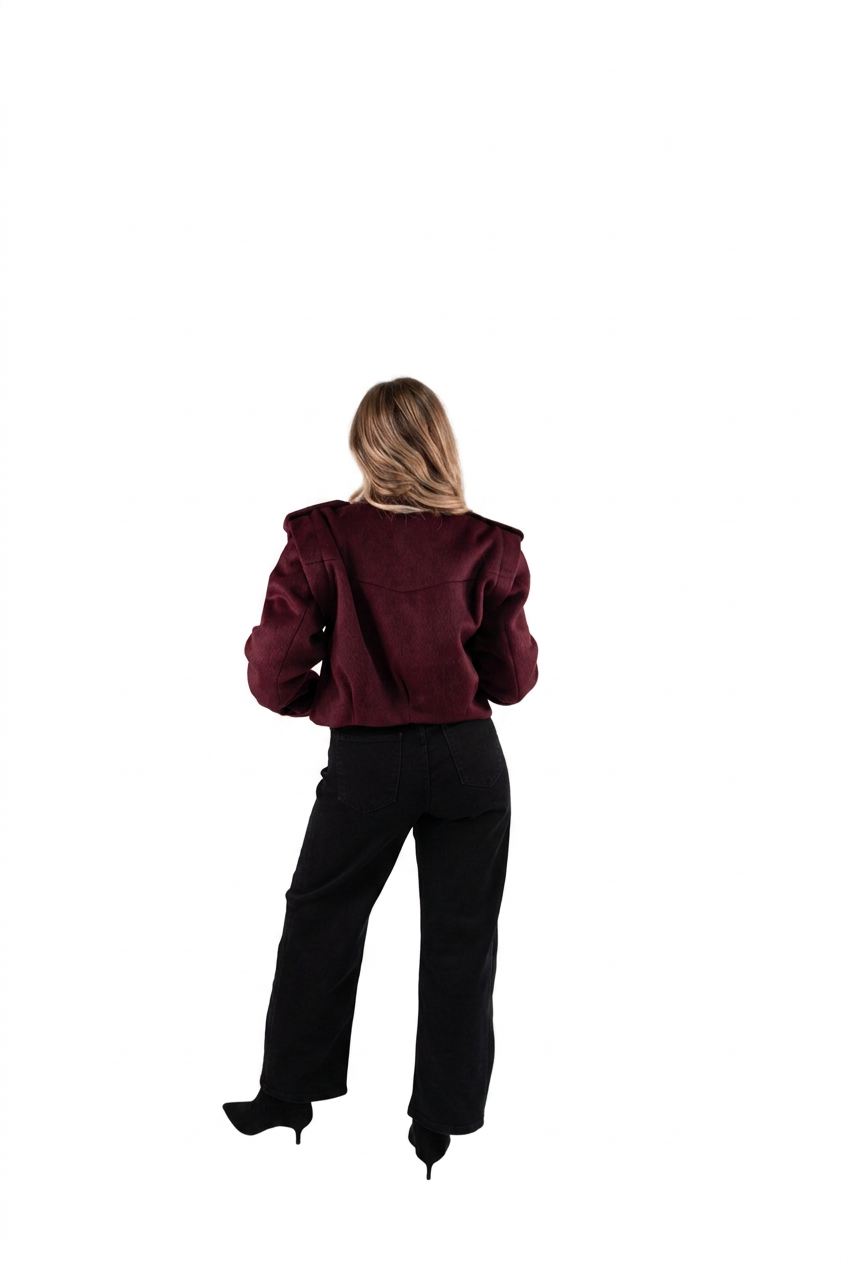 Love Laura Wool Utility Jacket in Burgundy
