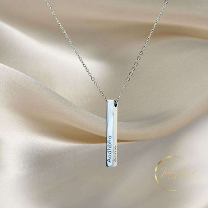 Momentous Collection 3D Engravable Vertical Bar Pendant Silver