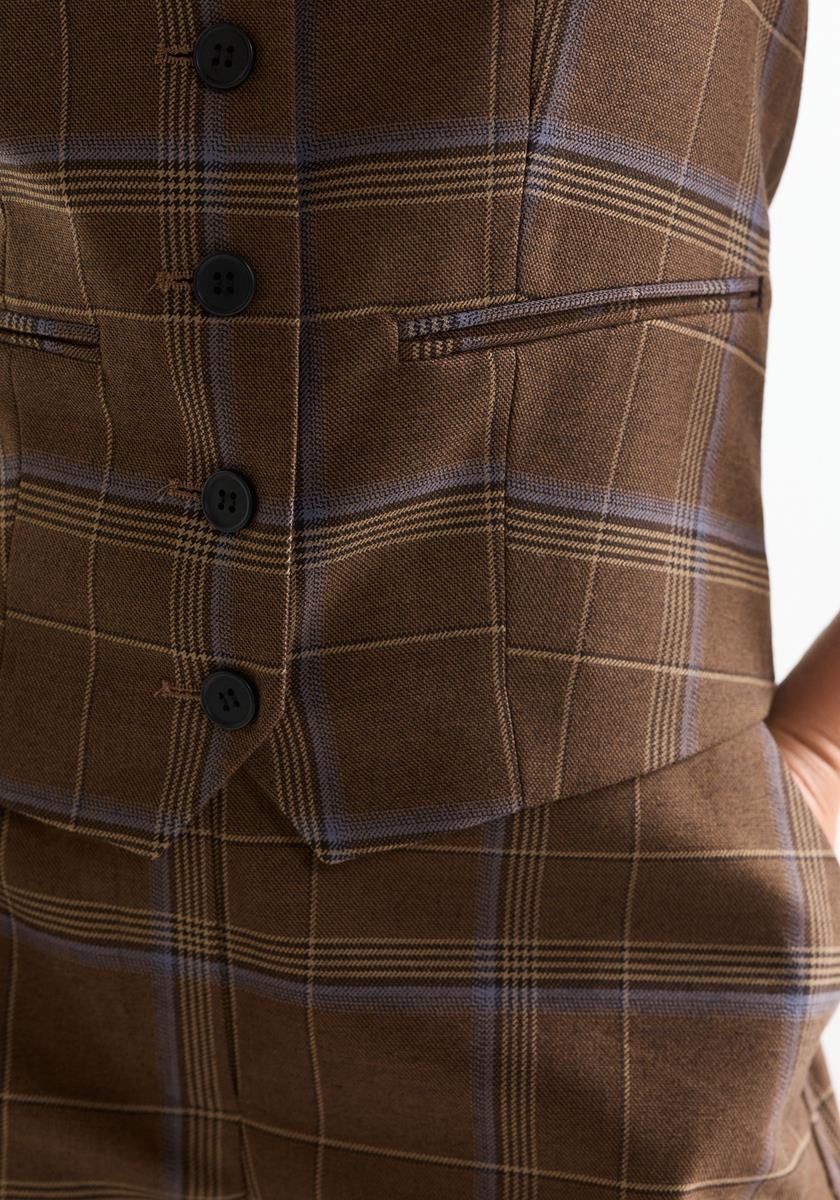Jansen Check Waistcoat – Brown Tailored Vest