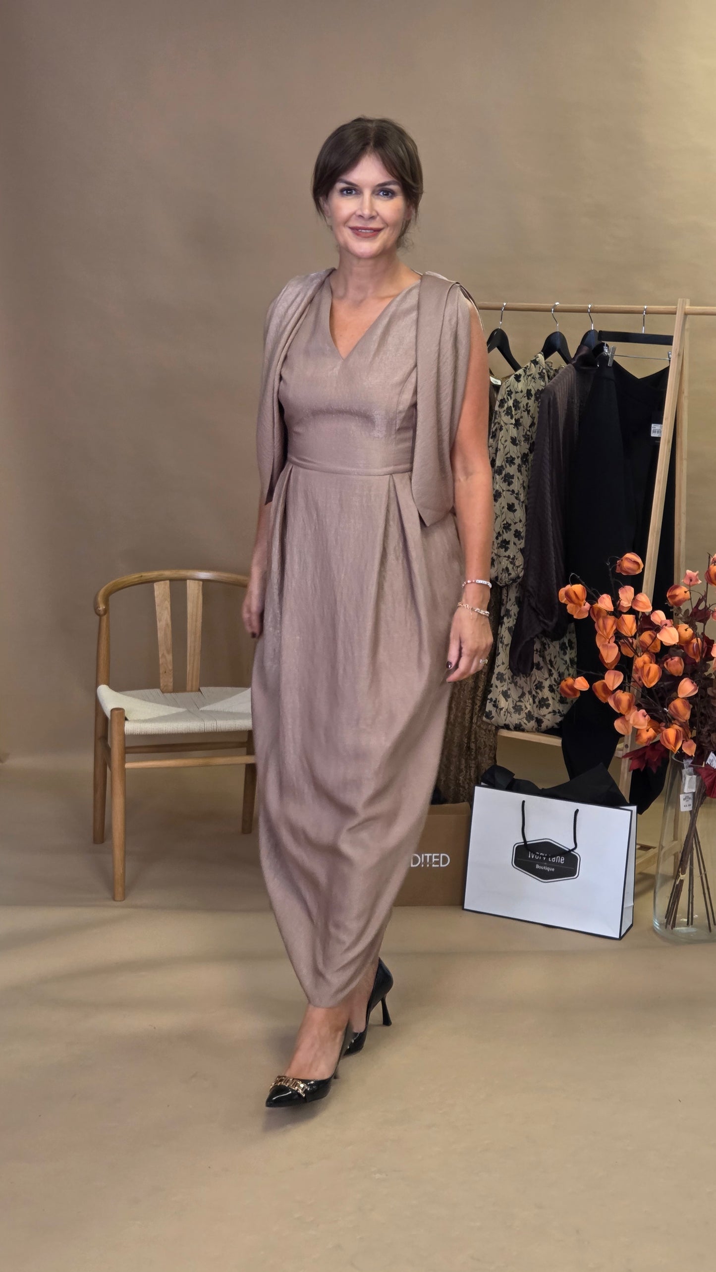 Kameya Kamirah Front-Folded Dress - Brown