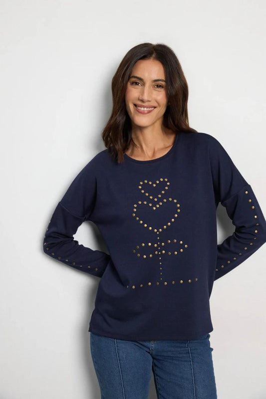Tinta Fosca Studded Navy Sweatshirt