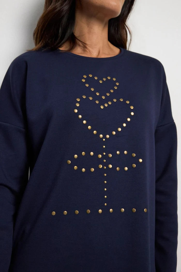 Tinta Fosca Studded Navy Sweatshirt