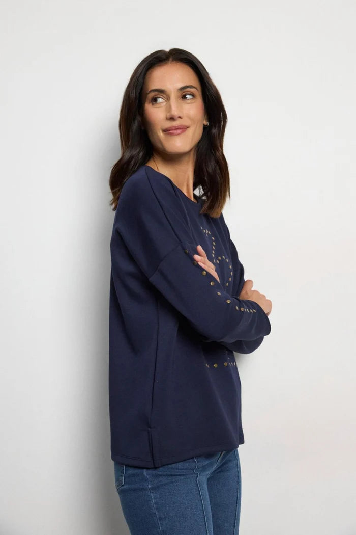 Tinta Fosca Studded Navy Sweatshirt