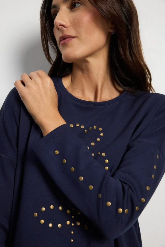 Tinta Fosca Studded Navy Sweatshirt