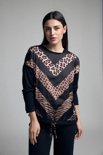 Tinta Danisa Mixed Animal Print Chevron Top