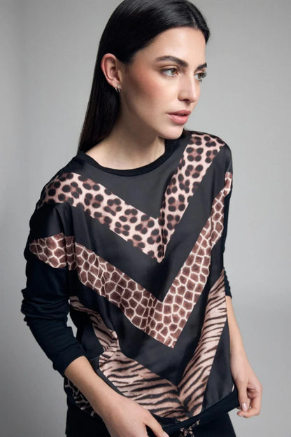 Tinta Danisa Mixed Animal Print Chevron Top