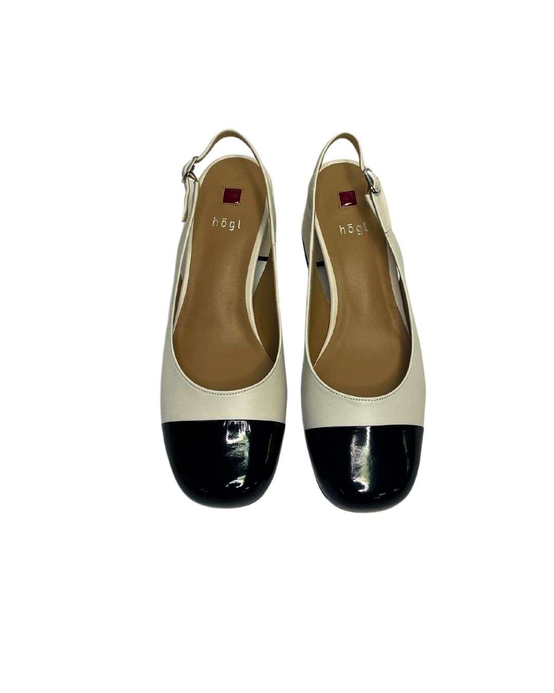 Hogl 9104400 Cream/Black Slingback Low Heels