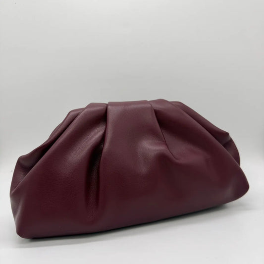 April Gathered Clutch - Burgundy