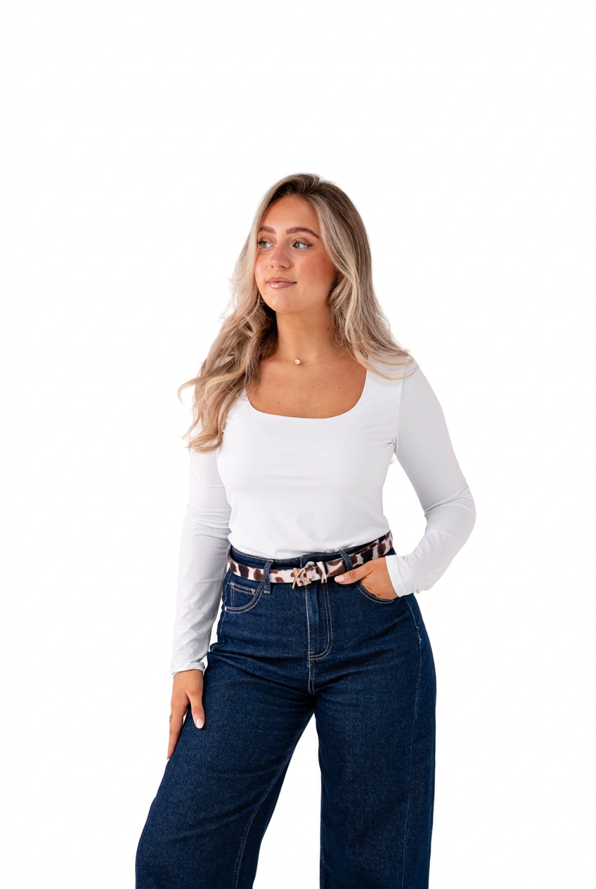 Love Laura Long Sleeve Scoop Top in White