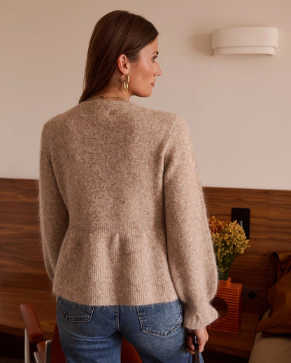 Zoe Peplum Sweater - Taupe