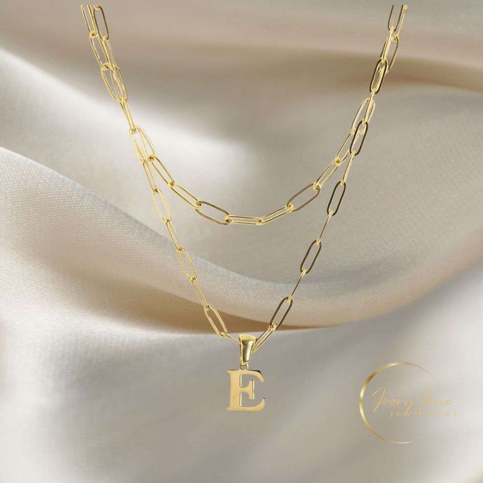 Double Layer Initial Letter Chain Necklace