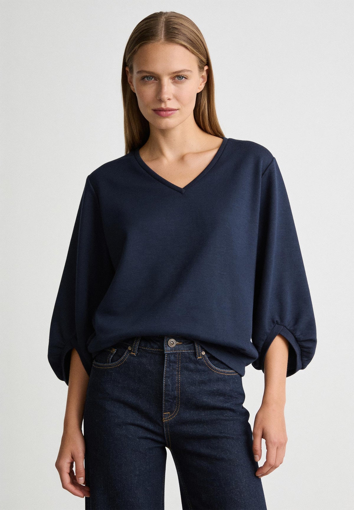 More & More Sweatshirt with Wide 3/4 Sleeves - Classic Blue