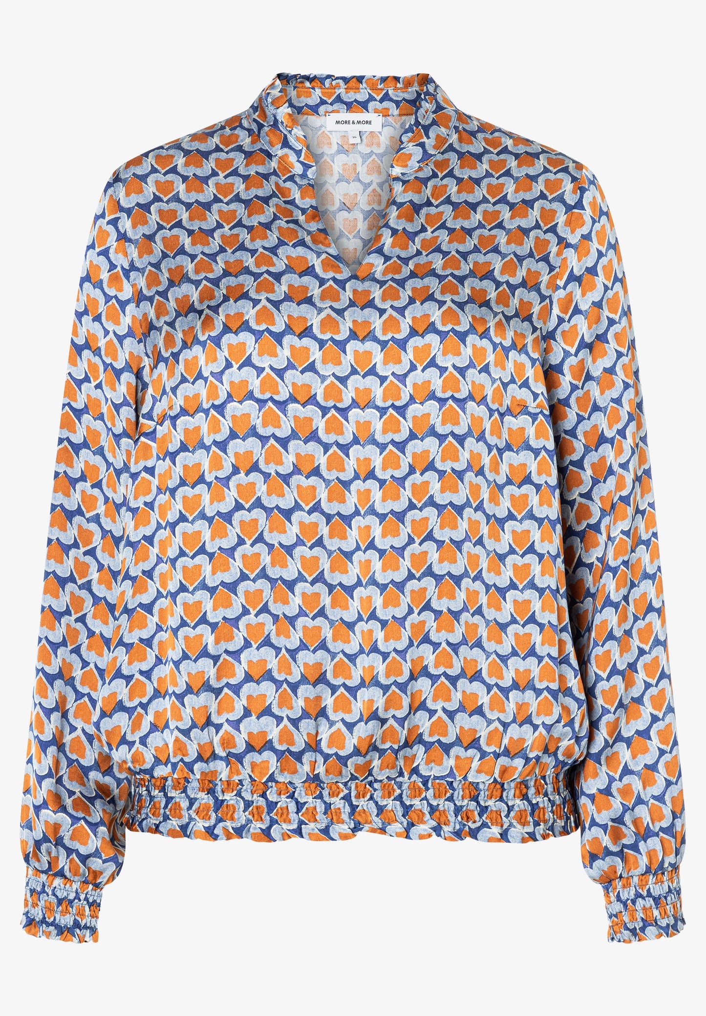 More & More Satin Blouse with Heart Print