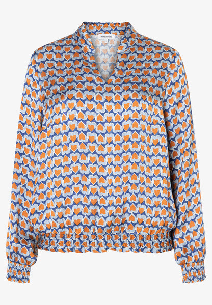 More & More Satin Blouse with Heart Print