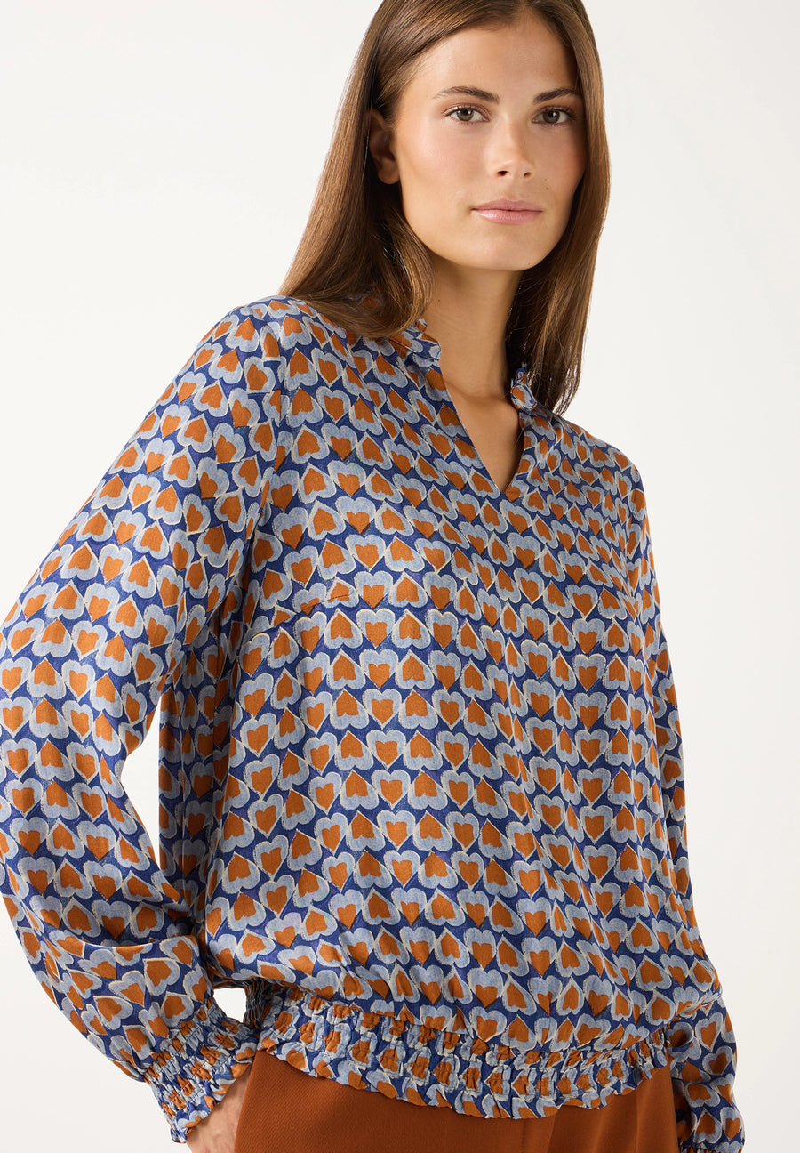 More & More Satin Blouse with Heart Print
