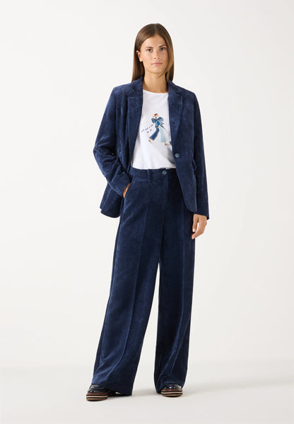 More & More Wide Leg Corduroy Trousers - Classic Blue