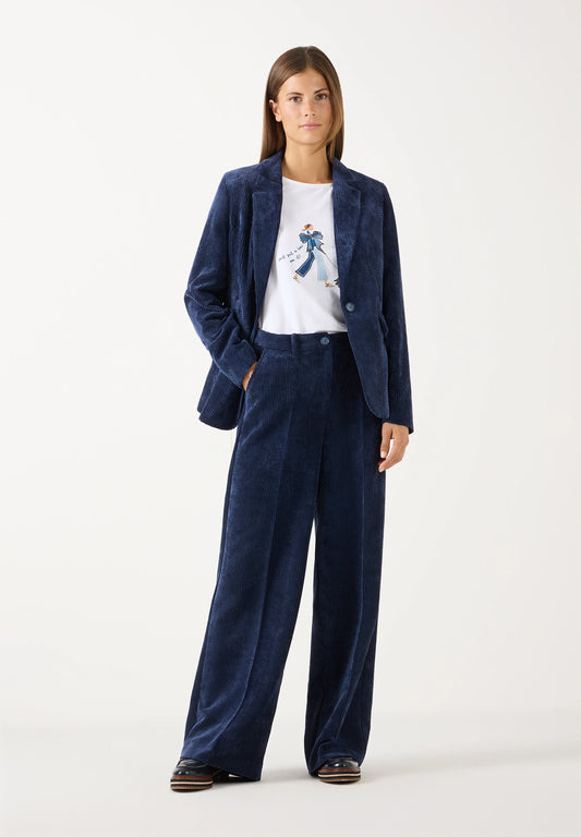 More & More Wide Leg Corduroy Trousers - Classic Blue