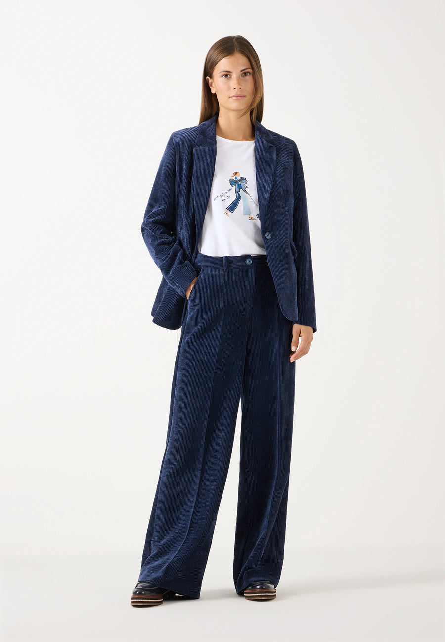 More & More Wide Leg Corduroy Trousers - Classic Blue