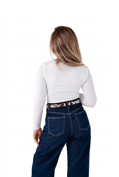 Love Laura Long Sleeve Scoop Top in White